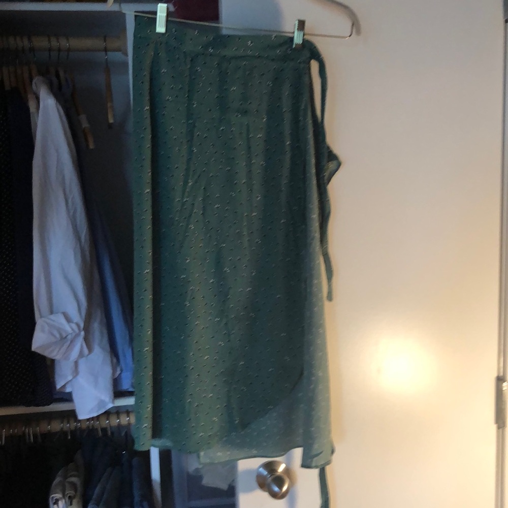 & other stories green printed wrap skirt